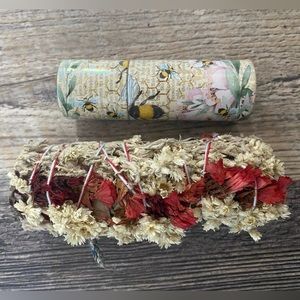 Sage and flowers smudge stick with matches